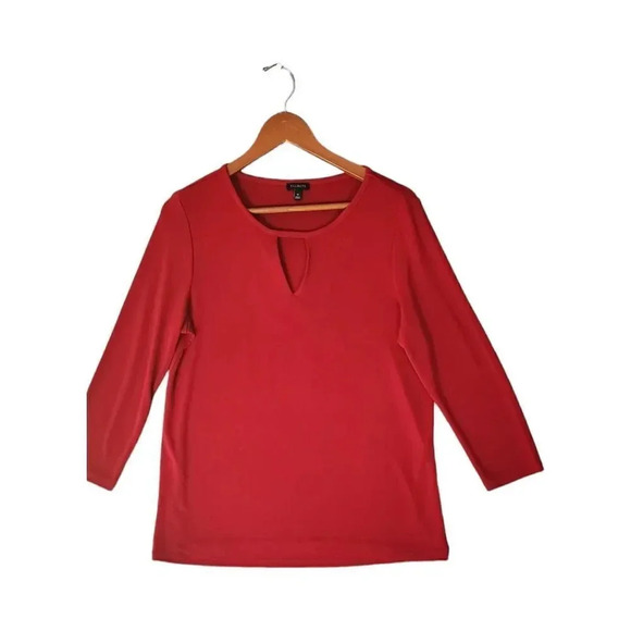 Talbots Top Women's Size Medium Red Polyester Long Sleeve Crew Neck Pullover - Picture 1 of 7
